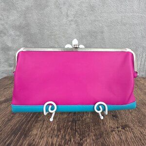 Mywalit 247 Clutch Wallet Liguria Aqua Blue Pink Kiss Lock Leather Dopamine Twee